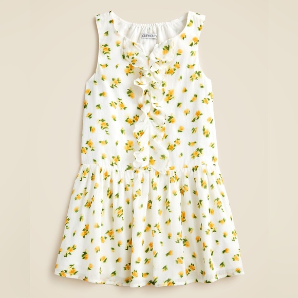 J. Crew Other - J.Crew Girls' Blurry Yellow Rose Print Drop-Waist Ruffle Dress—5